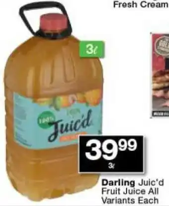 Checkers Darling Juic'd Fruit Juice All Variants 3L offer