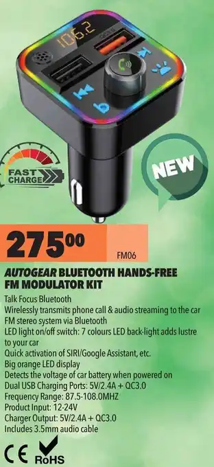 Autogear Bluetooth Hands-Free FM Modulator Kit