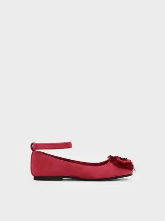 Kids furry floral flats
- red