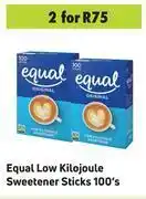 Equal Low Kilojoule Sweetener Sticks 100's- For 2