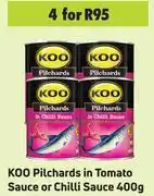 Game Koo Pilchards In Tomato Sauce Or Chilli Sauce 400g- For 4 offer