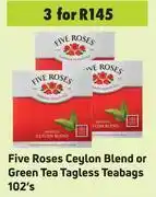 Game Five Roses Ceylon Blend Or Green Tea Tagless Teabags-For 2 x 102's offer