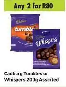 Cadbury Tumbles Or Whispers Assorted-For 2 x 200g