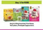Game Hug In A Mug Assorted, Five Roses, Tea Latte's, Freshpak Cappuccino's-For 2 offer