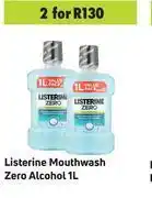 Game Listerine Mouthwash Zero Alcohol-For 2 x 1L offer