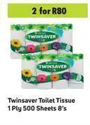 Game Twinsaver Toilet Tissue 1 Ply 500 Sheets-For 2 x 8's offer