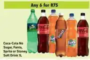 Game Coca Cola No Sugar, fanta, Sprite Or Stoney Soft Drink-For 6 x 1L offer