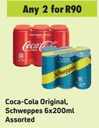 Game Coca Cola Original, Schweppes Assorted-For 2 x 6 x 200ml offer