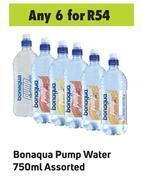 Game Bonaqua Pump Water Assorted-For 6 x 750ml offer