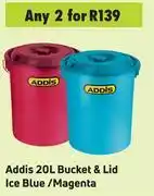 Game Addis 20L Bucket & Lid Ice Blue/Magenta-For 2 offer