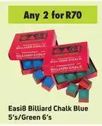Game Easi 8 Billiard Chalk Blue 5's/Green 6's-For 2 offer
