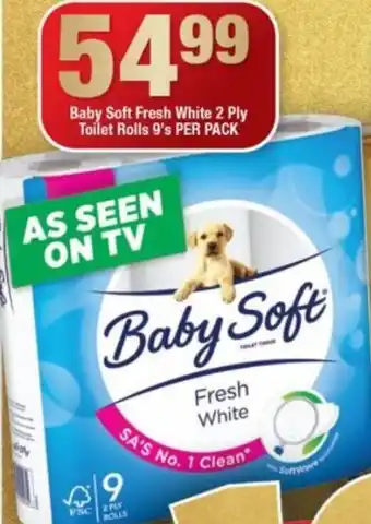 OK Foods Baby Soft Fresh White 2 Ply Toilet Rolls 9's offer