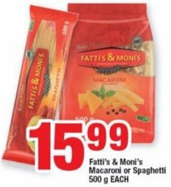 Fatti's & Moni's Macaroni or Spaghetti 500g