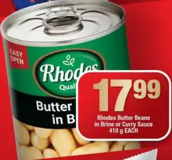 OK Foods Rhodes Butter Beans in Brine or Curry Sauce 410g offer