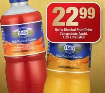 Hall's Blended Fruit Drink Concentrated Asstd 1,25L