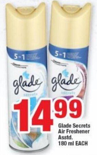 Glade Secrets Air Freshener Asstd 180ml