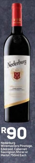 Pick n Pay Nederburg Winemasters Pinotage, Edelrood, Cabernet Sauvignon, Shiraz or Merlot 750ml offer