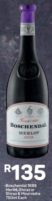 Pick n Pay Boschendal 1685 Merlot, Shiraz or Shiraz & Mourvedre 750ml offer