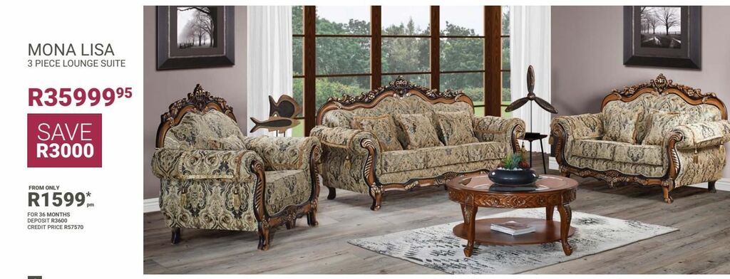 Bradlows Mona lisa 3 piece lounge suite offer