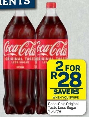 Pick n Pay Coca-Cola Original Taste Less Sugar 2 x 1,5L offer