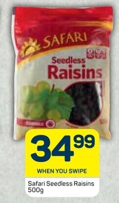 Pick n Pay Safari Seedless Raisins 500g offer