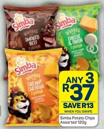 Pick n Pay Simba Potato Chips Assorted 3 x 120g offer