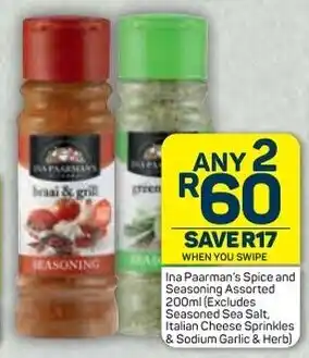 Pick n Pay Ina Paarman's Spice and Seasoning Assorted 2 x 200ml offer