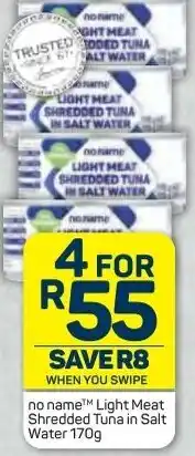 Pick n Pay No Name™ Light Meat Shredded Tuna in Salt Water 4 x 170g offer