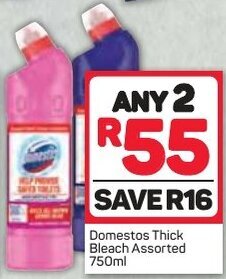 Pick n Pay Domestos Thick Bleach Assorted 2 x 750ml offer