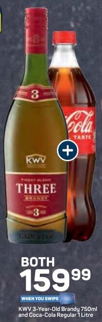 Pick n Pay KWV 3-Year-Old Brandy 750ml and Coca-Cola Regular 1 Litre offer