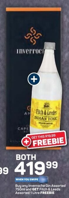 Pick n Pay Inverroche Gin Assorted 750ml and Get Fitch & Leeds Assorted 1 Litre offer