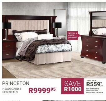 Bradlows Princeton headboard & pedestals offer