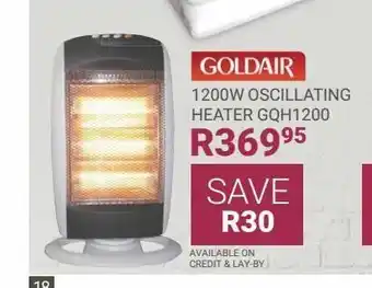 Bradlows Goldair 1200w oscillating heater gqh1200 offer