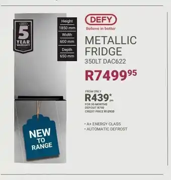 Bradlows Defy metallic fridge 350lt dac622 offer