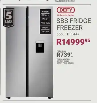 Bradlows Defy sbs fridge freezer 555lt dff447 offer