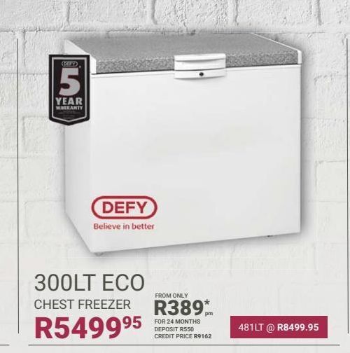 Defy 300lt eco chest freezer offer at Bradlows