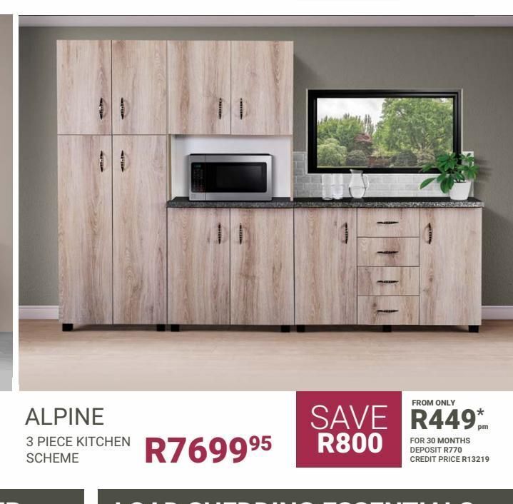 Alpine 3 piece kitchen scheme offer at Bradlows