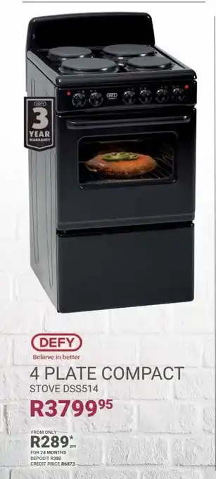 Bradlows Defy 4plate compact stove dss514 offer