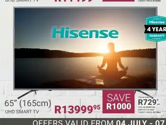 Bradlows Hisense 65" (165cm) uhd smart tv offer