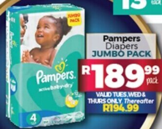 Take 'n Pay Pampers Diapers JUMBO PACK offer