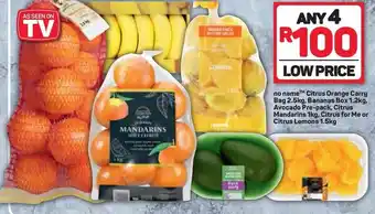 Pick n Pay no name Citrus Orange Carry Bag 2,5kg, Bananas Box 1,2kg, Avocado Pre-pack, Citrus Mandarins 1kg offer