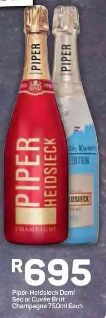 Pick n Pay Piper-Heidsieck Demi Sec or Cuvée Brut Champagne 750ml offer
