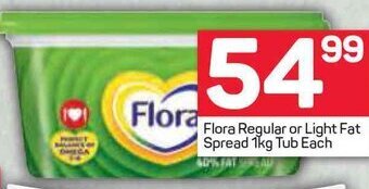 Pick n Pay Flora Regular or Light Fat Spread 1kg Tub offer