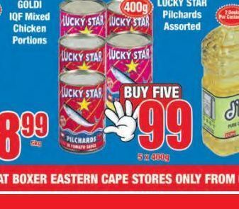 Boxer Lucky star pilchards 5 offer