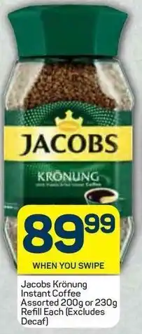 Pick n Pay Jacobs Krönung Instant Coffee Assorted 200g or 230g Refill or 230g offer