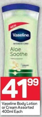 Pick n Pay Vaseline Body Lotion or Cream Assorted 400ml offer