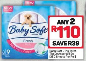 Baby Soft 2 Ply Toilet Tissue Assorted 9s