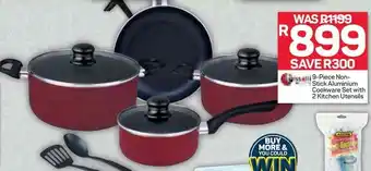 Pick n Pay 9-Piece Non-Stick Aluminium Cookware Set With 2 Kitchen Utensils offer