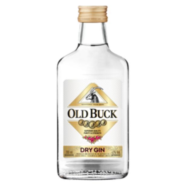 Old buck dry gin bottle 200ml offer at Shoprite Liquor