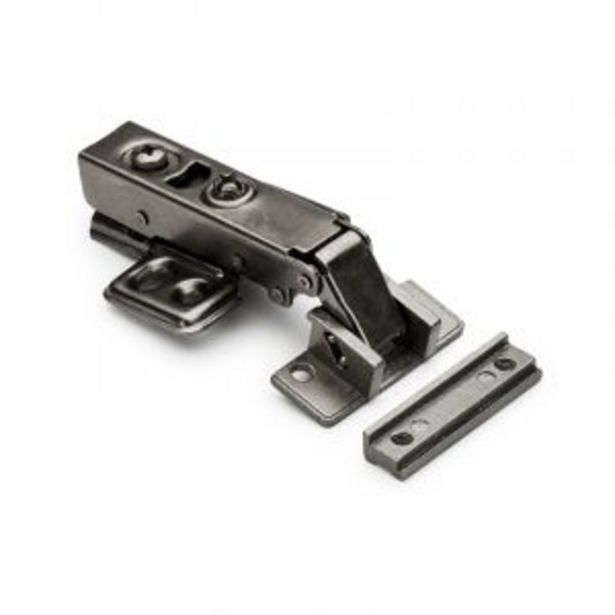 Door clip hinge with plate, steel, black, 1 pair offer at Gelmar